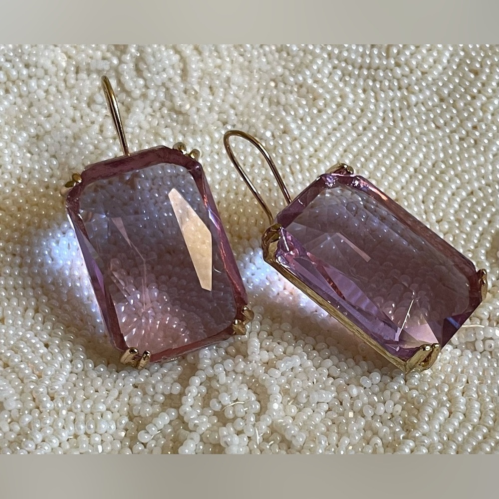 ✨Anthropologie Cecily Periwinkle Gemstone Earrings - Picture 7 of 11